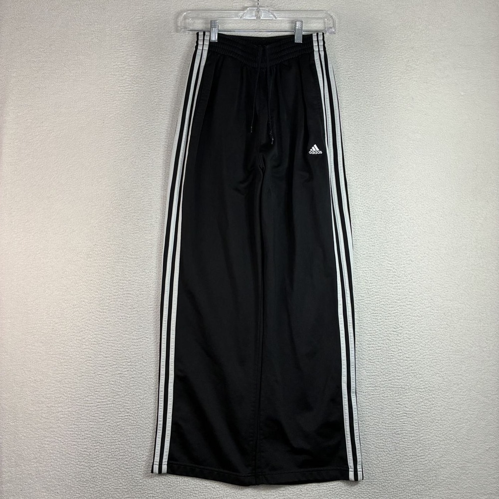 Y2K Adidas Baggy Track Pants Men S Black White Drawstring Loose Relaxed Vintage